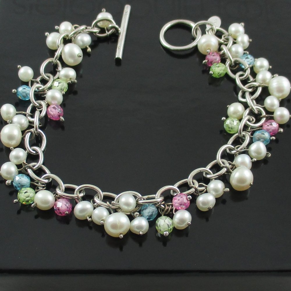 Sterling Silver Love Charms Toggle Bracelet